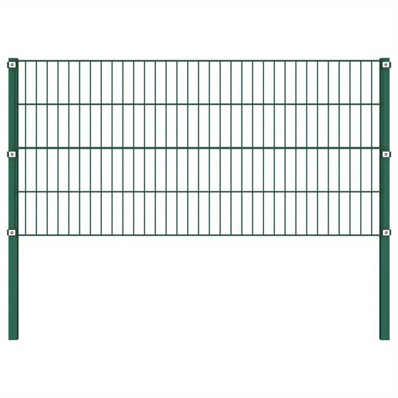 Fence panel met poles 1.7x0.8m iron green Removable and durable