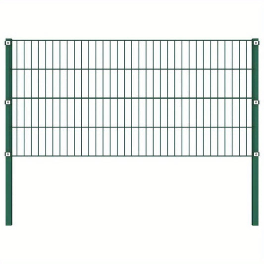 Fence panel met poles 1.7x0.8m iron green Removable and durable