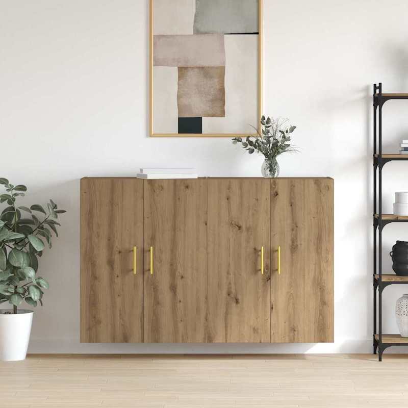 Wandkast – Muurkast – Opbergkast – Wandrek – Opbergmeubel – Bruin Eikenhout – Ruimtebesparend Design – Massief Eikenhout