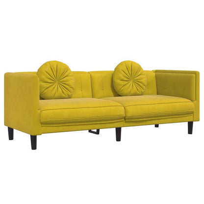 Slaapbank – Bedbank – Sleeperbank – Zitbed – 3-Zits Bank – Gele Velvet – Ruimtebesparend Ontwerp – Stevig Metaal Frame