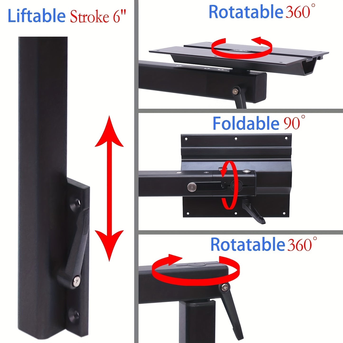 Tafelpoot – Kampeertafel Poot – Caravan Tafelbeen – Vouwtafel Poot – Opklapbare Tafelpoot – Aluminium – 360° Draaibaar – Inklapbaar – Verstelbare Hoogte – Zwart – Ruimtebesparend – Stevig 45,36 kg Draagvermogen
