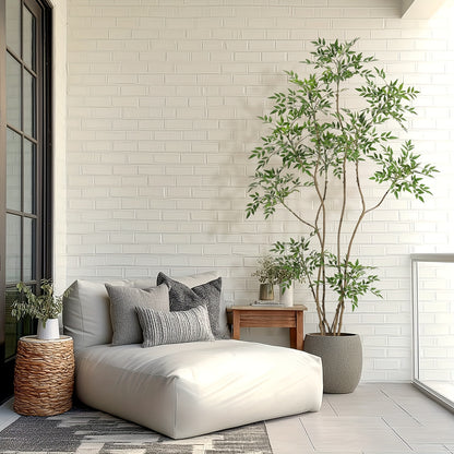 Artificial Tree, Artificial Nandina Domestica Tree, 210cm High Artificial Nandina Domestica Tree, Suitable for Home Decoration, with White Flower Pot, with Decorative Stones, Suitable for Indoor And Outdoor Home, Office, Livi