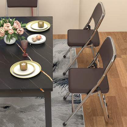 Set van 4 Eetkamerstoelen – Bruin Kunstleer met Comfortabele Bekleding – Stijlvolle Lounge Stoelen voor Keuken, Eetkamer, Feest of Vergaderruimte