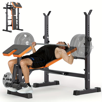 Halterschijfbank – Halterbank – Trainingsbank – Fitnessbank – Gewichthefbank – Verstelbaar en Inklapbaar – 370 kg Belastbaar – 6-in-1 Multifunctioneel Trainingsstation