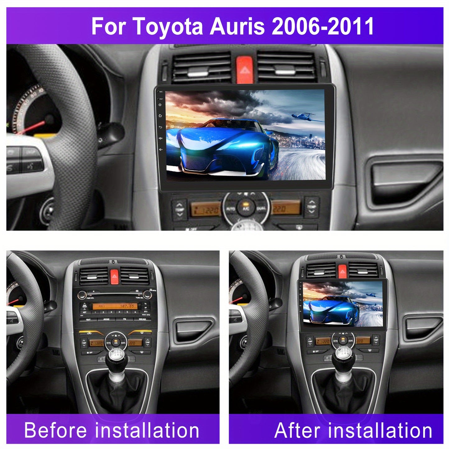 Multimedia Autoradio – Dubbel-DIN Systeem – Inbouw Radio – Touchscreen Radio – Navigatie Unit – Met AHD Achteruitrijcamera En Microfoon – 10 Inch Full HD Scherm – Draadloze Smartphoneverbinding