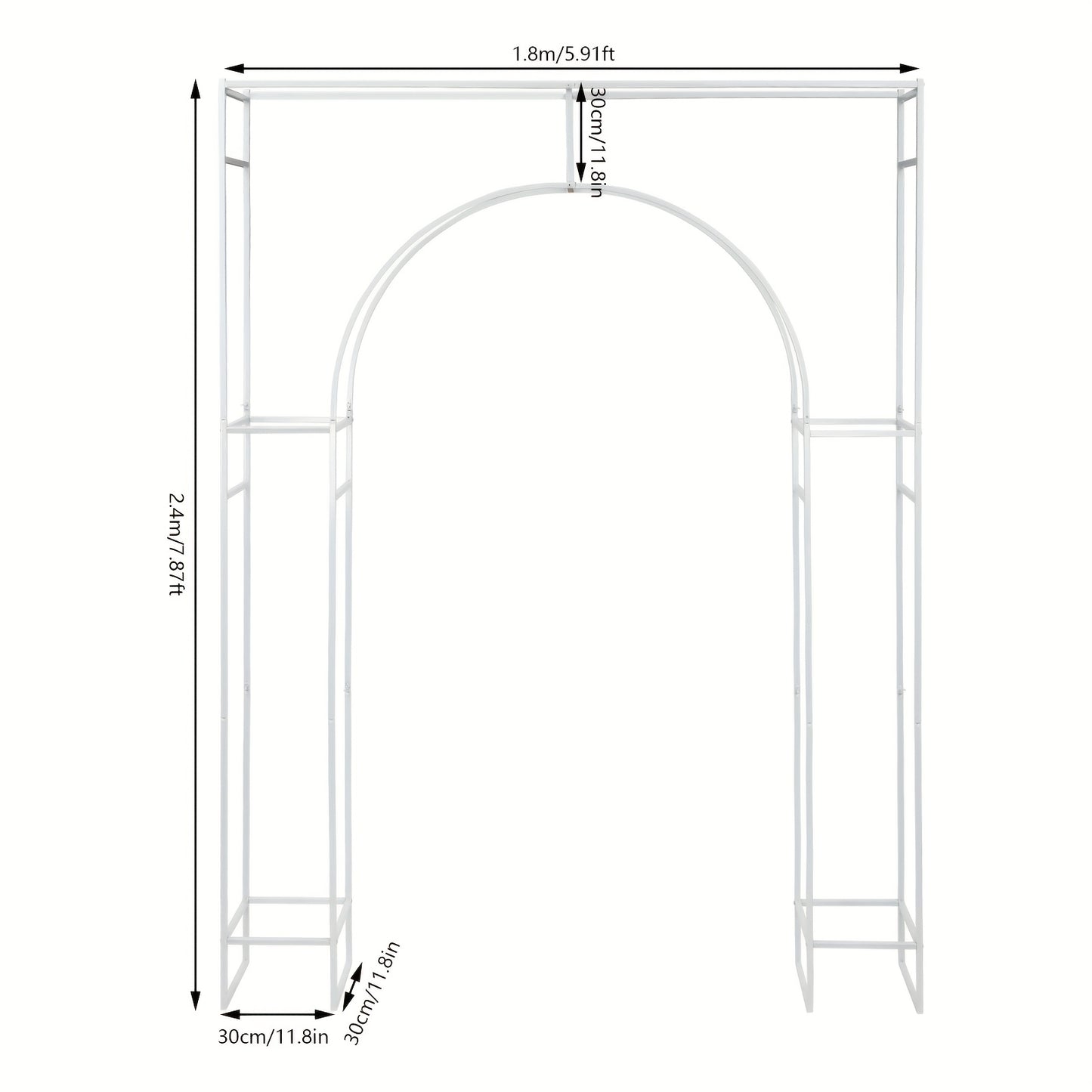 Bruidsboog – Trouwboog – Feestboog – Decoratieve Boog – Fotoboog – Wit Koolstofstaal – 2,5m Hoogte x 1,8m Breedte – Stevig en Eenvoudig In Elkaar Te Zetten