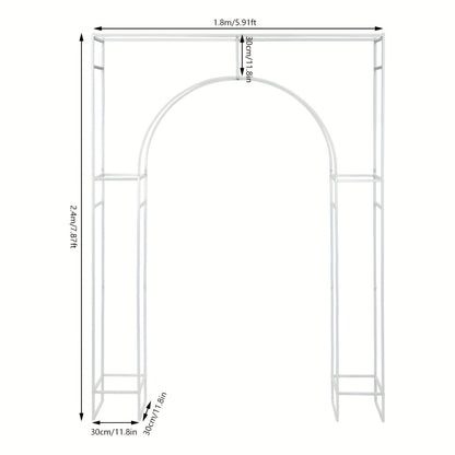 Bruidsboog – Trouwboog – Feestboog – Decoratieve Boog – Fotoboog – Wit Koolstofstaal – 2,5m Hoogte x 1,8m Breedte – Stevig en Eenvoudig In Elkaar Te Zetten