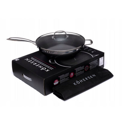 Wok with Lid, Cohersen Black Cube, 32cm, 5.1L, Non-Stick Coating