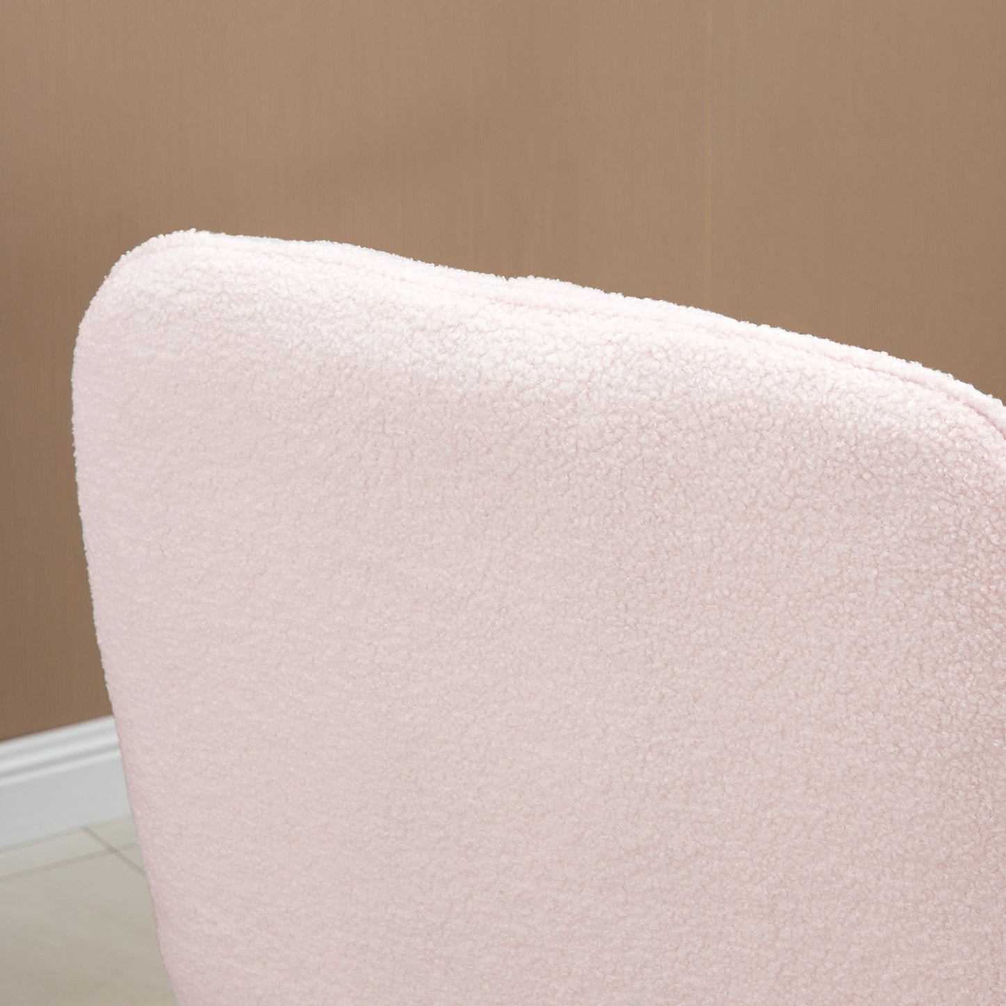 Draaifauteuil – Fauteuil – Relaxstoel – Lounge Stoel – Zachte Roze Fleece Bekleding – Rubberhouten Sleden – Max 150 kg Draagvermogen – Comfortabel Draaimechanisme
