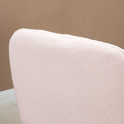 Draaifauteuil – Fauteuil – Relaxstoel – Lounge Stoel – Zachte Roze Fleece Bekleding – Rubberhouten Sleden – Max 150 kg Draagvermogen – Comfortabel Draaimechanisme