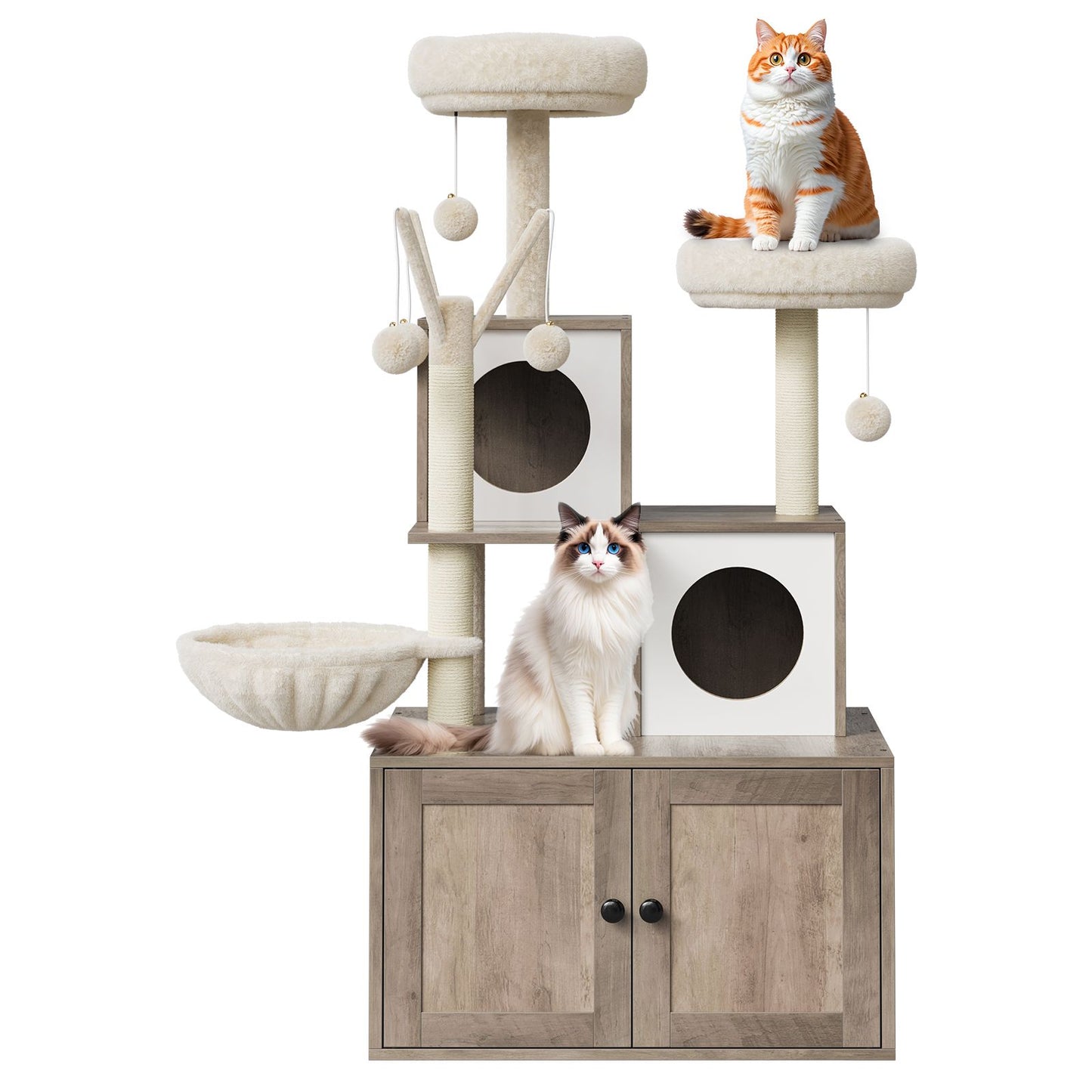 Kattenmeubel – Kattenbakkast – Klimhuisje – Kattenbakmeubel – Kattenkrabpaal – Ruimtebesparend Ontwerp – Duurzaam Spaanplaat