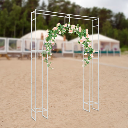 Bruidsboog – Trouwboog – Feestboog – Decoratieve Boog – Fotoboog – Wit Koolstofstaal – 2,5m Hoogte x 1,8m Breedte – Stevig en Eenvoudig In Elkaar Te Zetten