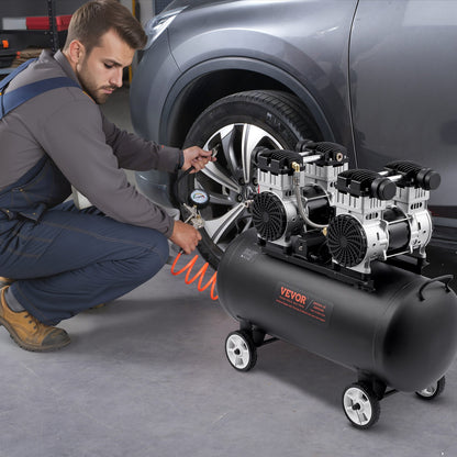 Luchtcompressor – Compressor – Pneumatische Compressor – Airpump – Compressor Machine – Zwarte Variant – Oli-vrije 3 kW Motor – 20 Gallon 90 PSI Reservoir