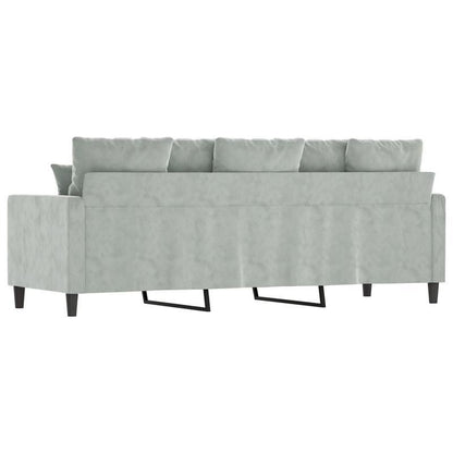 3-zits Sofa – Driezitsbank – Relaxbank – Loungesofa – Lichtgrijs – Velvet Bekleding – 180 cm Lengte – Stevig Houten Frame