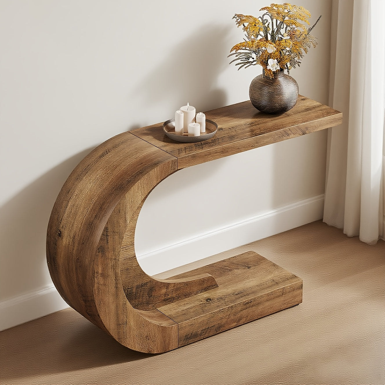 Mid-Century Modern Sidetable – Console Tafel – Haltafel – Accent Tafel – Entree Tafel – Massief Hout – Compact Onder 68,5 cm Hoog