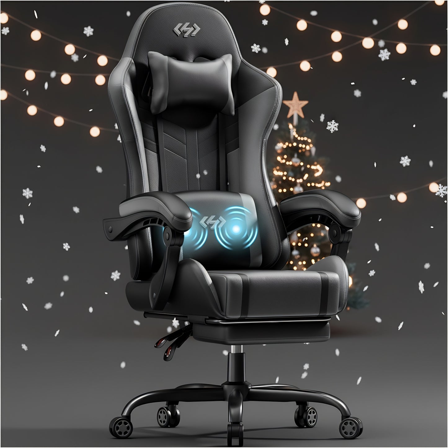 Gamingstoel – Gamestoel – Gaming Chair – Bureaustoel – Game Stoel – Met Massage Lendensteun – Verstelbare Rugleuning & Hoogte – Memory Foam – Zwart/Rood
