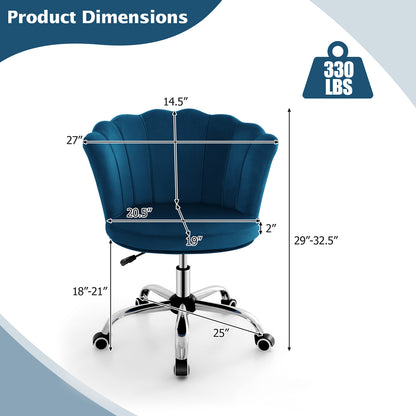 Bureaustoel – Gamestoel – Draaistoel – Kantoorstoel – Verstelbare Make-upstoel – Fluwelen Bekleding – Ergonomisch Met 360° Draaifunctie
