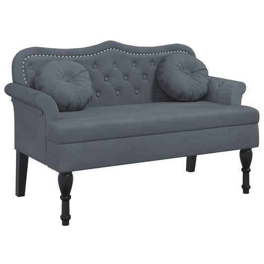 Bank – Sofa – Loveseat – Zithoek – 2-zitsbank – Donkergrijs Fluweel – Comfortabele Dikke Bekleding – Robuuste Houten Pooten