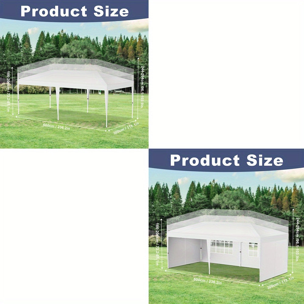 Partytent – Paviljoen – Easy-up Tent – Vouwtent – Overkapping – 3x6 m – Waterdicht – Met Zijwanden – Wit