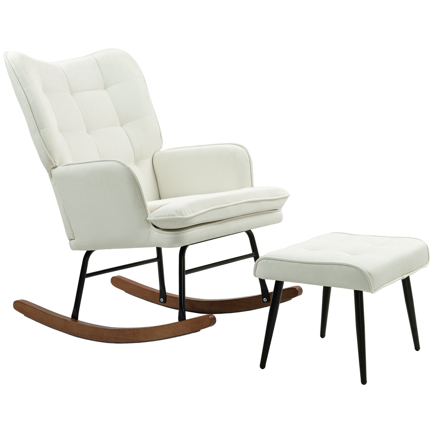 Schommelstoel – Schommelstoelen – Relaxstoel – Fauteuil – Voedingsstoel – Met Voetenbank – Comfortabele Polyester Bekleding – Max. Draaggewicht 130 kg