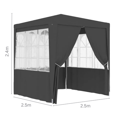 Paviljoen – Tuinpaviljoen – Partytent – Buitentent – Tuinent – Overkapping – Waterdicht – Robuust Stalen Frame - 2.5 x 2.5 m - Zwart