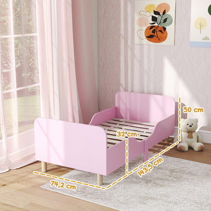 Kinderbedframe – Eenpersoons Bed – Kinderbed – Bedframe Met Veiligheidsrail – Kinderbed Roze – Compact Formaat – Stevig Materiaal