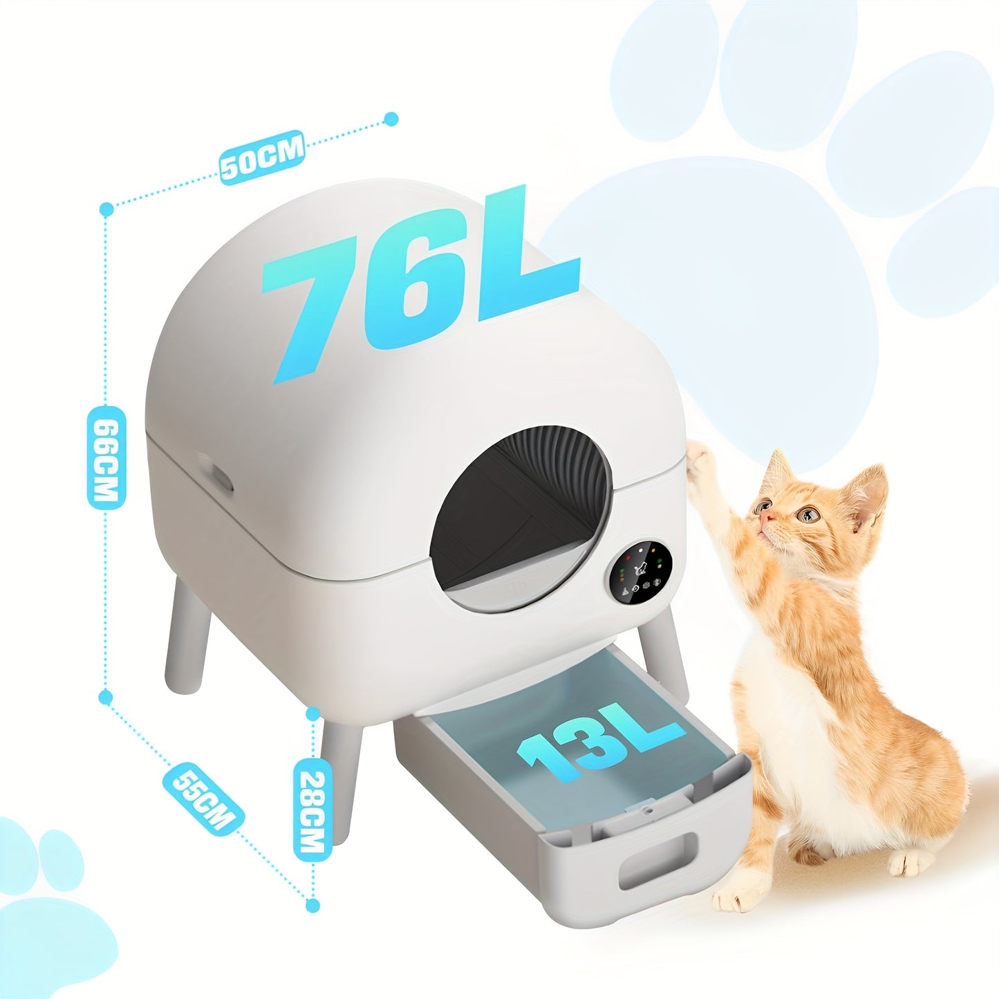 Automatische Kattenbak – Zelfreinigende Kattenbak – Elektrische Kattenbak – Kattenbak XXL – Kattenbak Rond – Infraroodsensoren & Zwaartekrachtsensoren – Stil & Met Anti-Knelfunctie