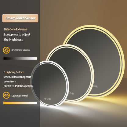 Ronde LED Badkamerspiegel – Spiegel Met LED Verlichting – Make-up Spiegel – Scheerspiegel – Wandspiegel – 80 cm – Anti-fog Verwarming – Dimbare Koud, Neutraal En Warm Licht