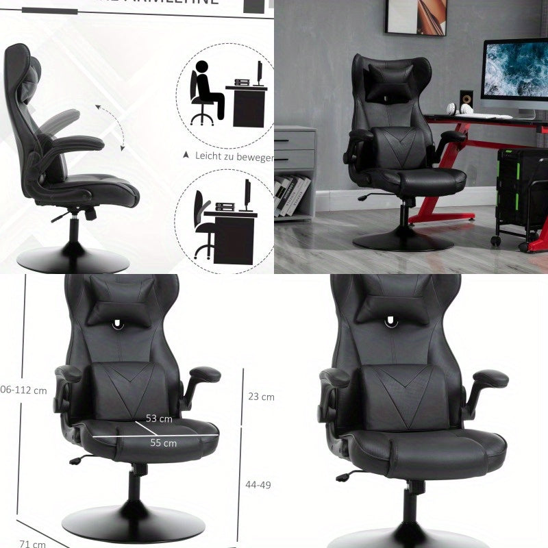 Bureaustoel – Kantoorstoel – Gamestoel – Werkstoel – Draaistoel – Ergonomisch Ontwerp – 360° Draaibaar – Verstelbare Zithoogte – Zwart