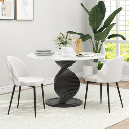 HOMCOM Set of 2 Dining Chairs Scandinavian Velvet Padded Kitchen Chair with Thin Metal Legs, for Living Room, Dining Room, Cream