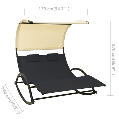 Dubbele Loungebank – Tuinbank – Loungesofa – Buitenbank – Loungebank Voor Twee – Ademend Textiel – Stevig Stalen Frame