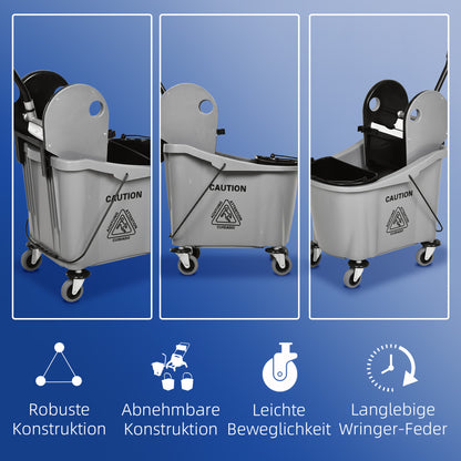 Mopwagen – Mopemmer – Dweilwagen – Vloerwisser – Dweilsysteem – 36 Liter Inhoud – Waterseparator Met 4 Wielen
