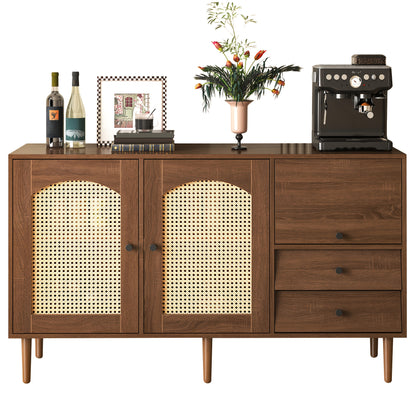 Opbergkast – Opbergmeubel – Kast – Sideboard – Bruin – Verstelbare Schappen – Duurzaam Bamboe – Magnetische Deuren – 130 cm Breed – Vrijstaand