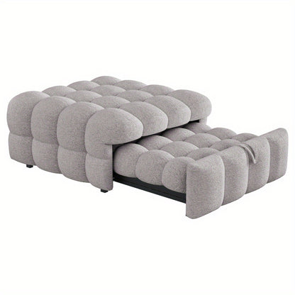 Bedbank – Slaapbank – Sofa Bed – Slaapstoel – Logeerbed – Verstelbaar 2-in-1 Design – Zacht Teddy Velours – Compact Ruimtebesparend Grijs