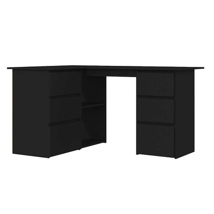 Hoekbureau – Hoekbureau Gaming – Bureautafel – Computertafel – L-vormig – Hout – Stevig en Vochtbestendig – Met 2 Deuren en 4 Lades – Artisan Oak