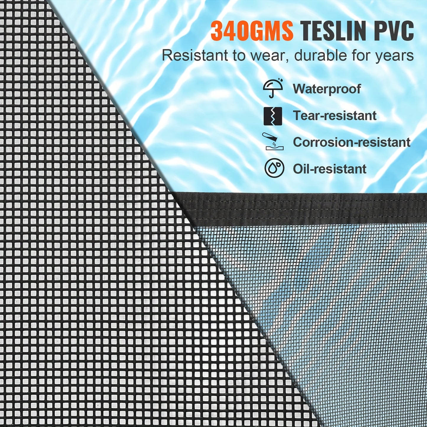 Zwembadhek – Zwembadafsluiting – Pool Fence – Veiligheidshek – Zwembadomheining – Zwart Gecoat Roestvrij Staal – 4x72FT (121,92x2194,56 cm) – Kindveilig & Eenvoudige Installatie