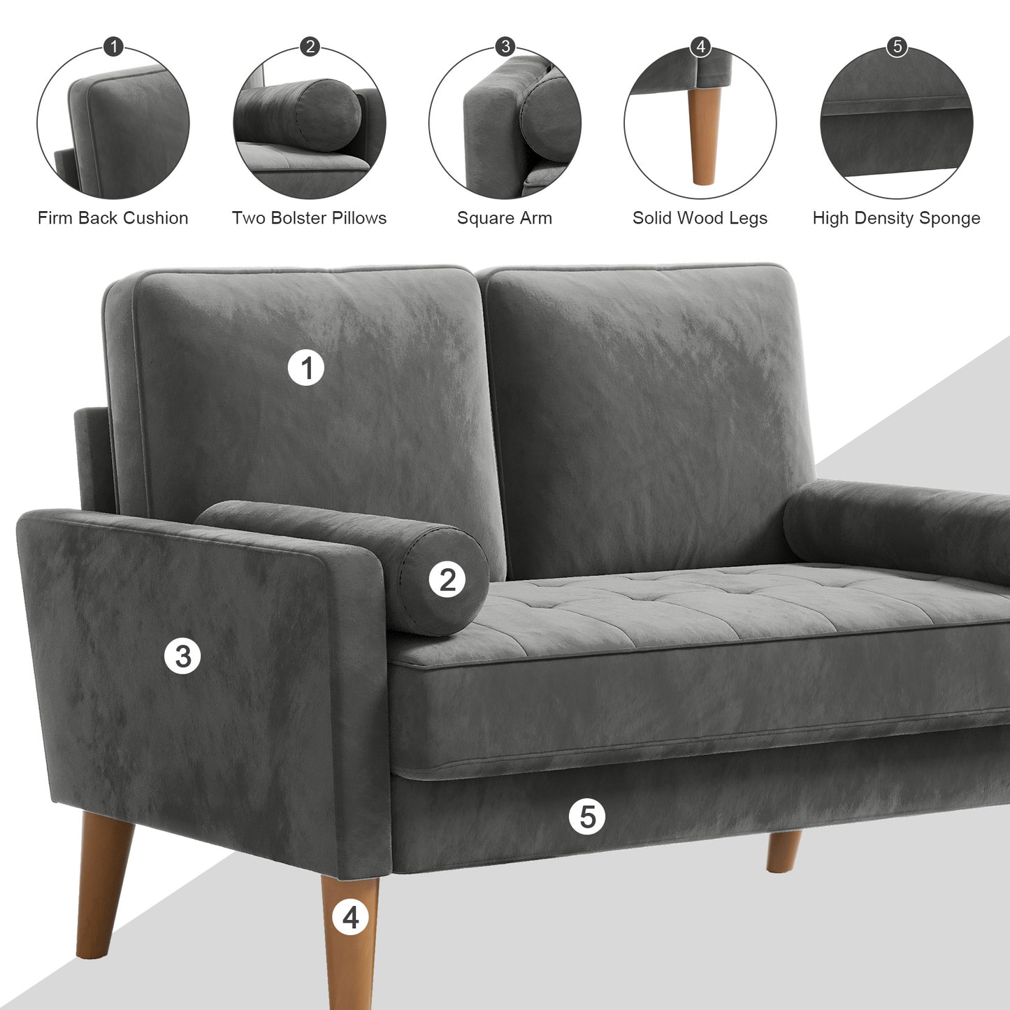 Tweezitsbank – 2-zitsbank – Loveseat – Sofa – Bankstel – Groen Velvet – Memory Foam Kussens – Houten Frame