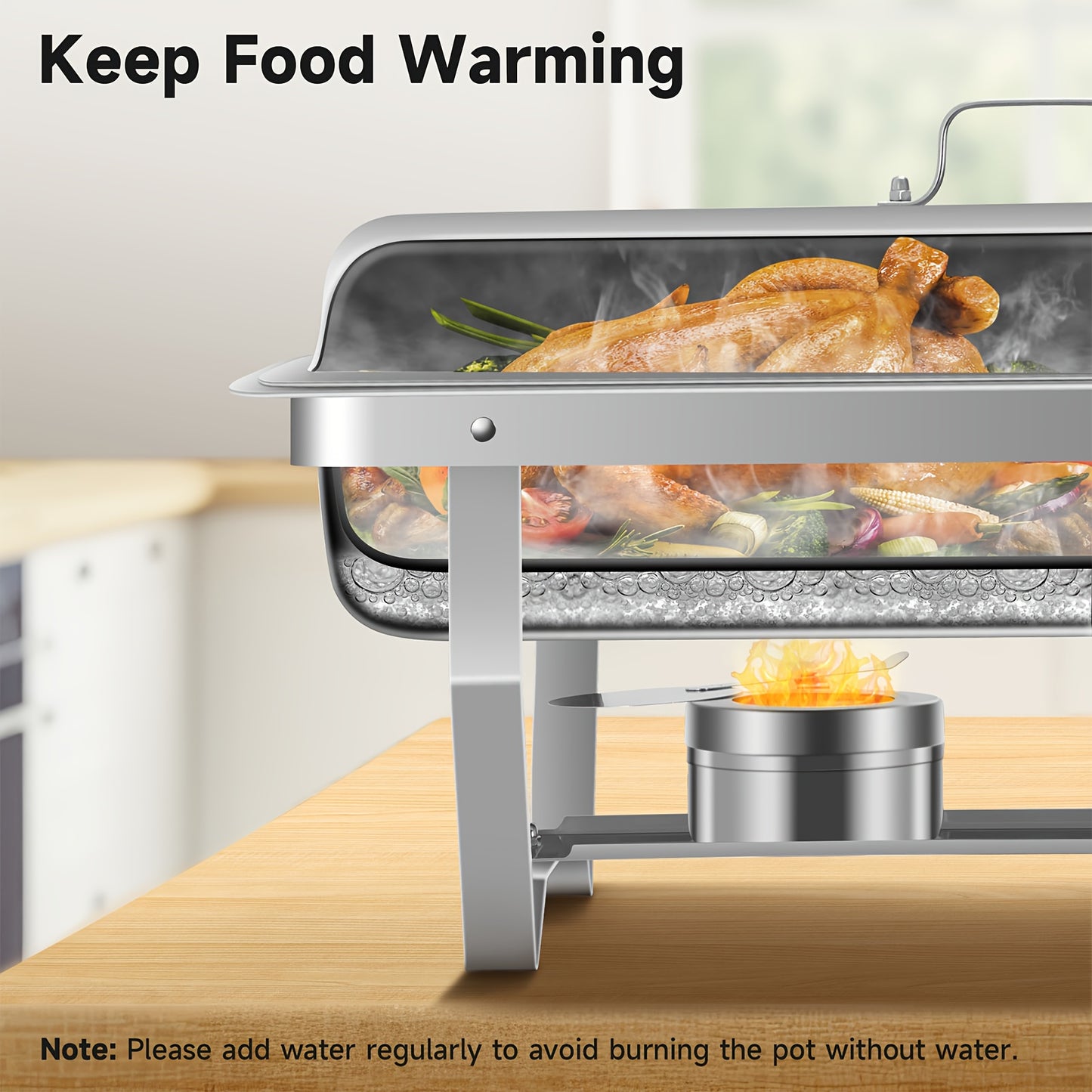 Chafing Dish Set – Buffet Warmhouders – Food Warmer – Catering Schalen – Draagbare Warmhouders – RVS 304 – 9,5 Quart per schaal – 4-Delige Set