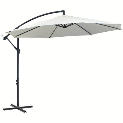 Zweefparasol – Hangparasol – Tuinparasol – Balkonparasol – Vrijhangende Parasol – Verstelbare Hoogte – Stalen Boogpaal – Wit Rechthoekig 300 cm