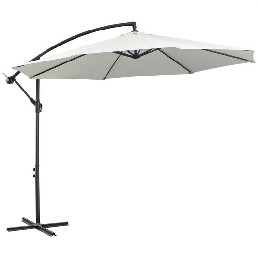 Zweefparasol – Hangparasol – Tuinparasol – Balkonparasol – Vrijhangende Parasol – Verstelbare Hoogte – Stalen Boogpaal – Wit Rechthoekig 300 cm