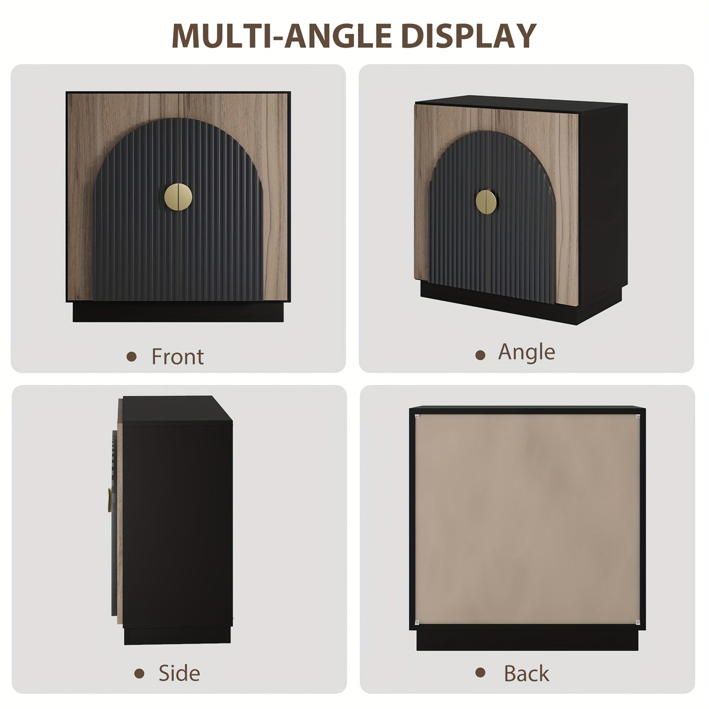 Dressoir – Buffetkast – Opbergkast – Ladekast – Wandkast – Zwart Fluted Design – Verstelbare Planken – Hout en Metaal – Compact 69 cm Hoog