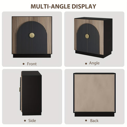 Dressoir – Buffetkast – Opbergkast – Ladekast – Wandkast – Zwart Fluted Design – Verstelbare Planken – Hout en Metaal – Compact 69 cm Hoog