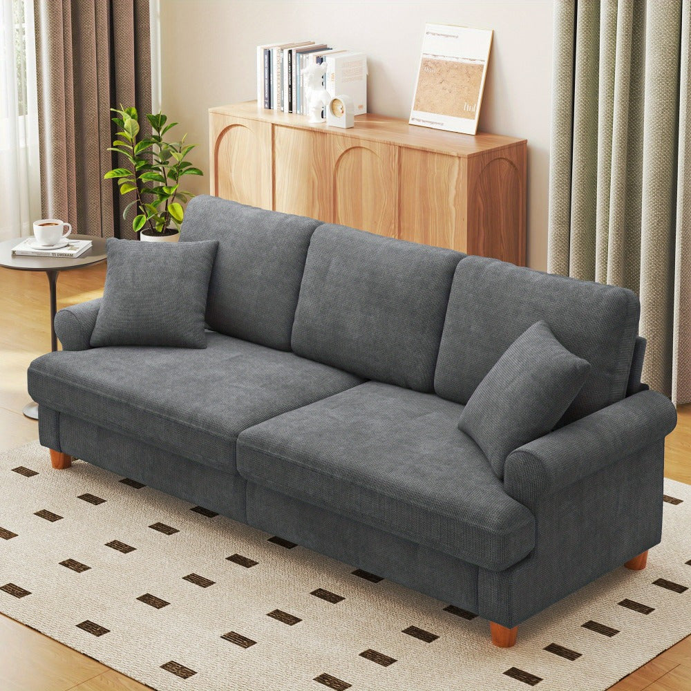 Slaapbank – Sofa – Bedbank – Logeerbed – Zetel – Diepe Zit – Afneembare Chenille Bekleding – Veerkrachtige Kussens – Groen – Compact Voor Kleine Ruimtes