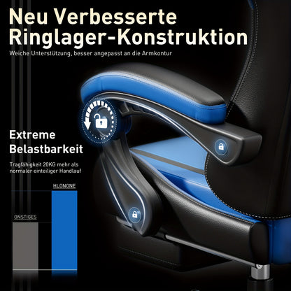 Gamingstoel – Gamestoel – Gaming Chair – Bureaustoel – Game Stoel – Ergonomisch Design – Verstelbare Rugleuning & Voetensteun – PU Kunstleer – Hoog Draaggewicht 150 kg