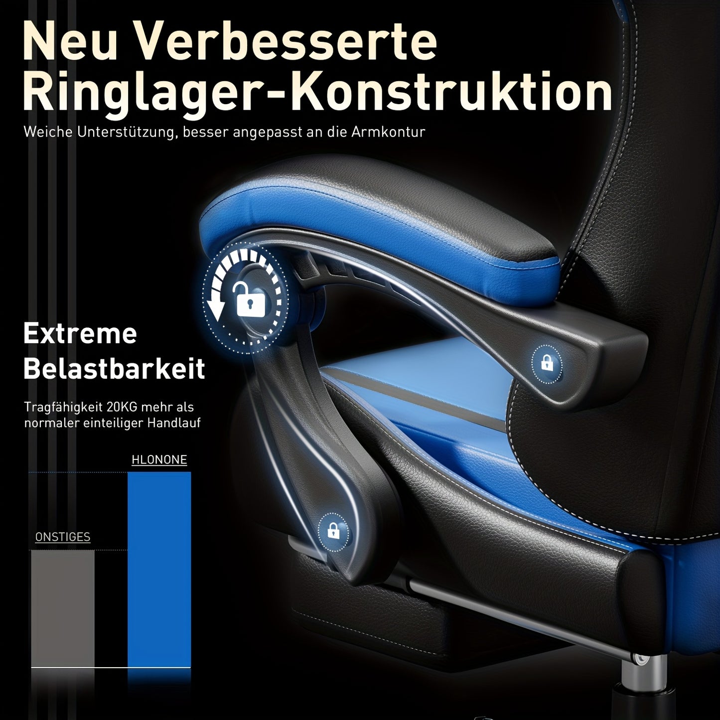 Gamingstoel – Gamestoel – Gaming Chair – Game Stoel – Bureaustoel – Verstelbare Rugleuning 90°-135° – Uitklapbare Voetsteun & Ergonomisch Neck Kussen