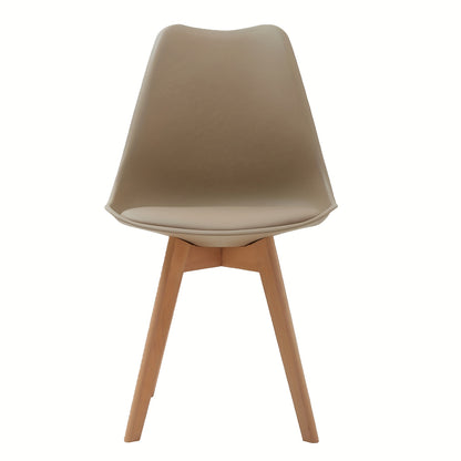Eetkamerstoelen – Keukenstoelen – Stoelen Set – Design Stoelen – Tulpen Stoelen – Set van 6 – Beukenhouten Poten – Ergonomische Rugleuning – Khaki
