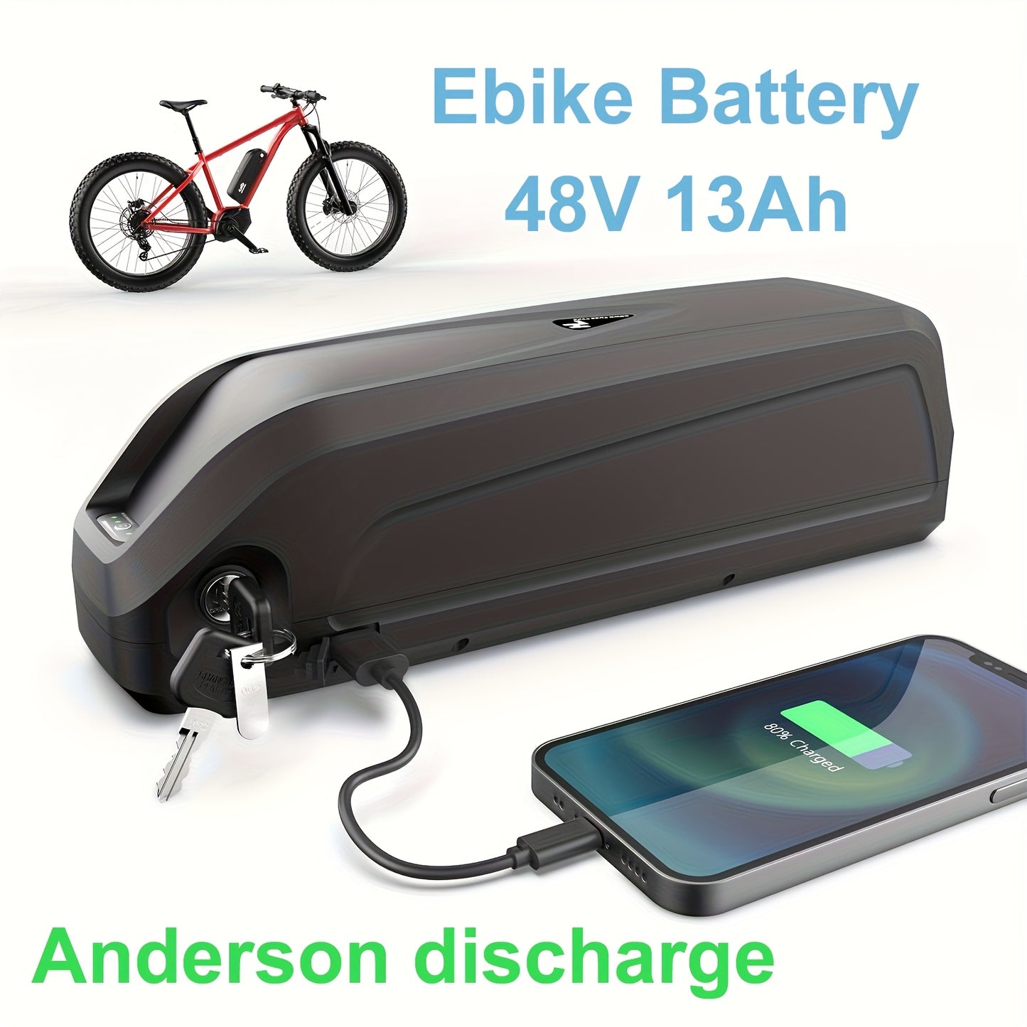 Ebike Accu – Elektrische Fietsaccu – Lithium Batterij – Fiets Batterij – Pedelec Accu – 48V 13AH – 30A BMS Met 8-Voudige Beveiliging – Veiligheidsslot En Display
