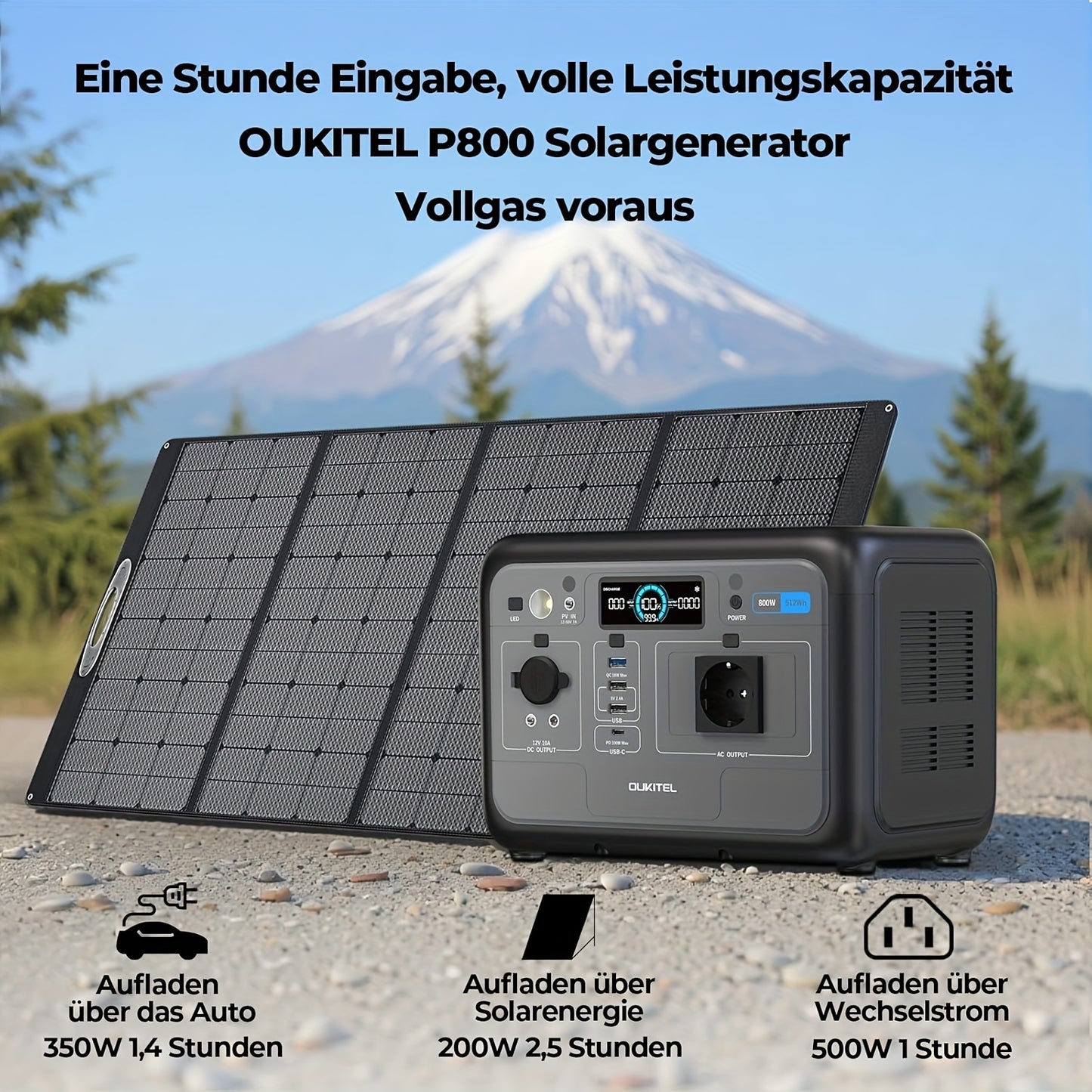 Portable Power Station – Draagbare Stroomvoorziening – Powerbank – Noodstroomvoorziening – Zonnegenerator – 512Wh Capaciteit – 800W Output Met Snelladen
