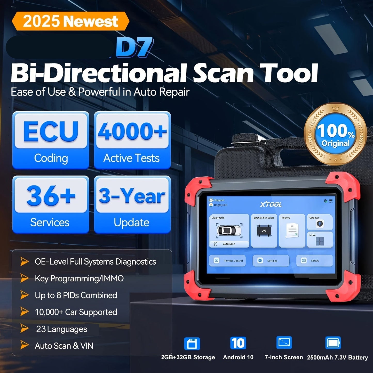 OBD Scanner – Autodiagnose Tool – Diagnoseapparaat – Foutcode Uitlezer – Scan Tool – Bidirectionele Functie – 7 Inch Touchscreen Android 10 – 36+ Onderhoudsfuncties Met ECU Codering