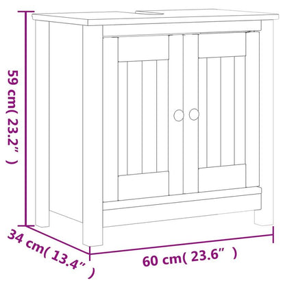 Wastafelmeubel – Badkamermeubel – Wastafelonderkast – Waskomkast – Onderbouwkast – Massief Grenenhout – Compact Ontwerp 60x34x59 cm – Wit